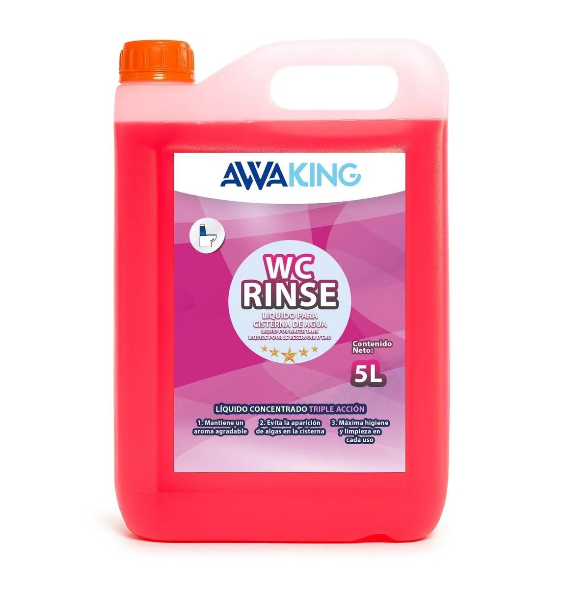 AWAKING liquido wc quimico Rinse 5L | líquido wc quimico caravana para cisterna | Limpia y desodoriza la taza con cada descarga | Aroma fresco y uso fácil (El empaque puede variar)