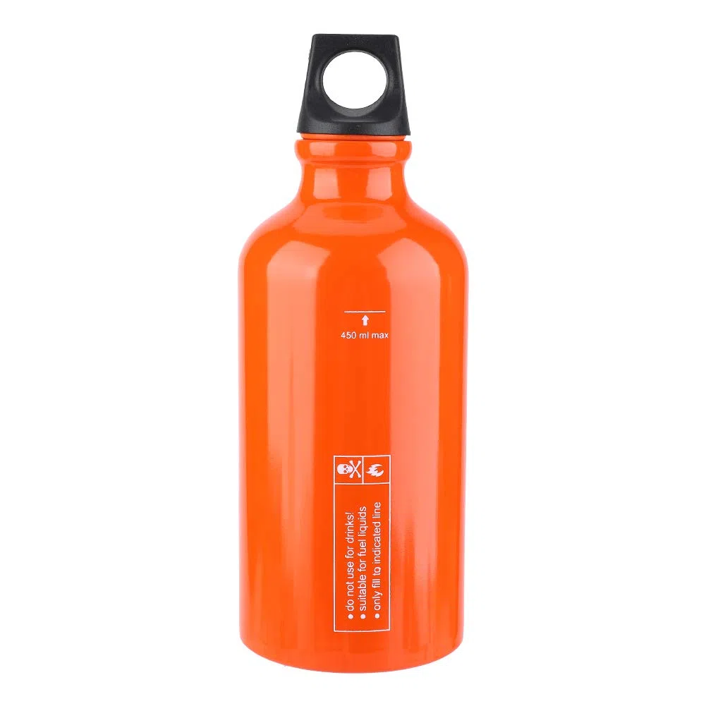 Botella de combustible portátil, aleación de aluminio duradera, contenedor de combustible para acampar al aire libre, capacidad de 530 ml, diseño ligero y compacto, para senderismo y mochileros
