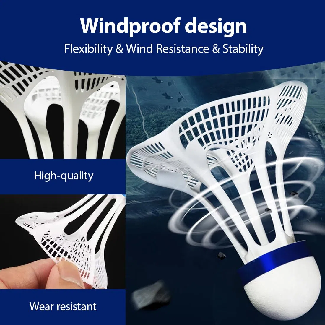 IKOPFLN 4 Piezas Bádminton,Viento y, Bola de Nylon Plástico Resistente al Viento,Bolas de Bádminton con Gran Elasticidad y Durabilidad Bádminton