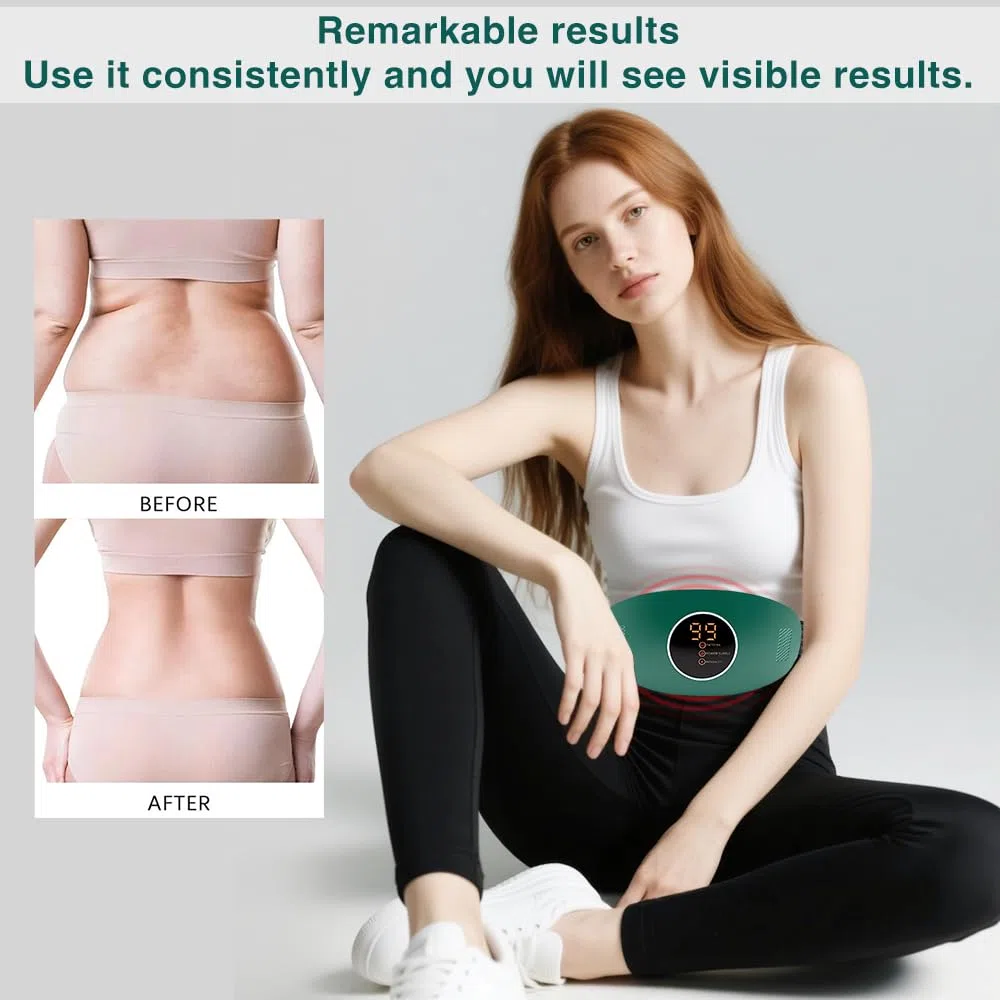 Cinturón Abdominal De Masaje, Máquina de masaje de barriga, Cinturón De Adelgazamiento Eléctrico, Masaje vibratorio en dos etapas, ideal para el hogar, la oficina y los viajes (verde)