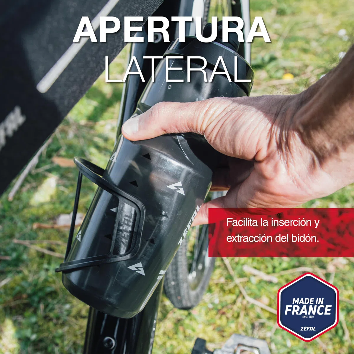 ZEFAL Pulse S2 Derecha Portabidon Bicicleta Carbono - Portabidon Lateral - Portabidón Bicicleta Ligero para Cuadros Pequeños - 28g - Made in France