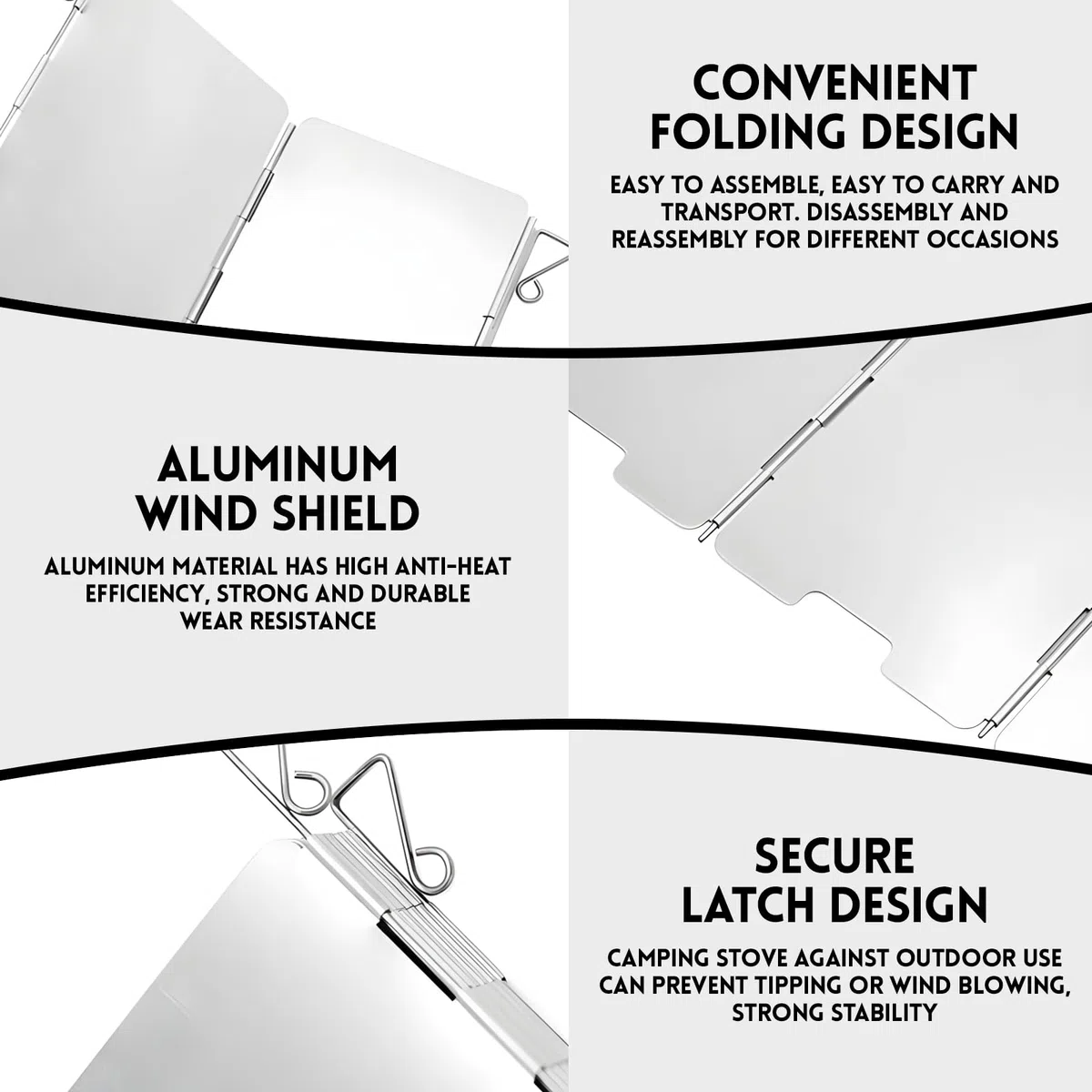 16 Placas Parabrisas Plegable, Plegable para Camping Cocina Parabrisas, Camping Parabrisas Aluminio para Camping Cocina Estufa de Gas Escudo Pantalla de Viento Cortavientos al Aire Libre