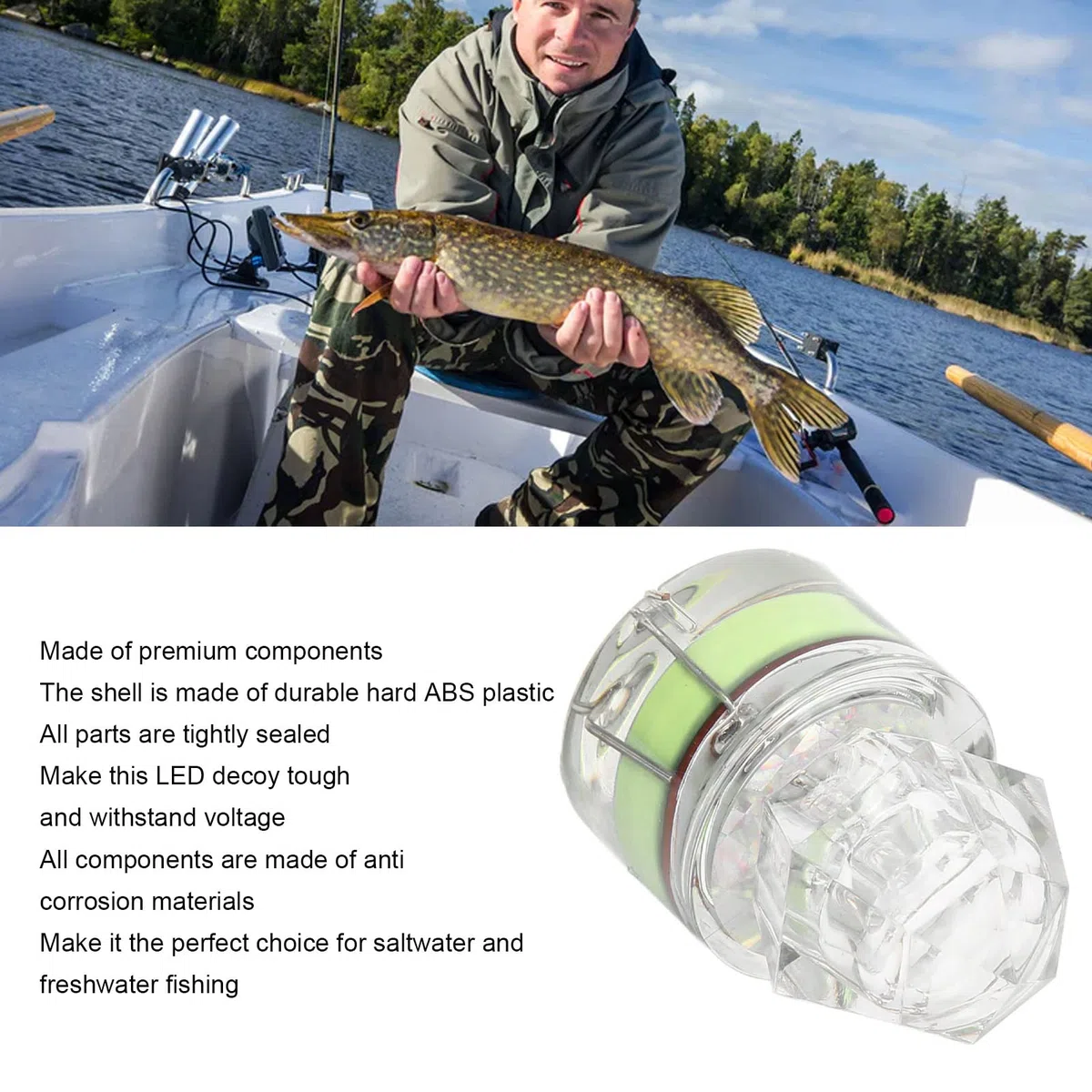 RiToEasysports Luz de Señuelo de Pesca, 5 Piezas en Forma de Diamante LED Resistencia a la Corrosión Luz de Señuelo de bajo Intermitente de Apertura Automática