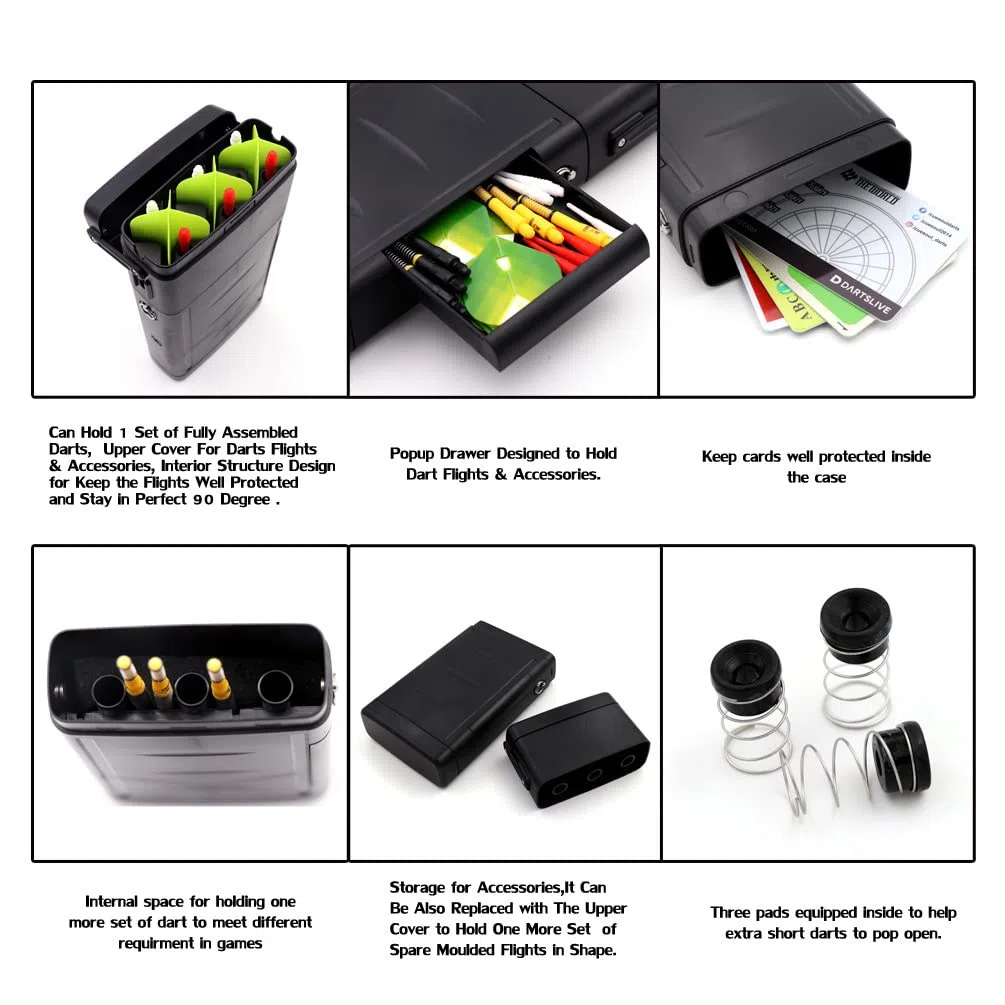 CUESOUL ANTIE Estuche rígido para Dardos, Capacidad para 6 Dardos de Punta de Acero/Dardos de Punta Blanda y Accesorios adicionales, con diseño de Cuatro símbolos mitológicos, Uso Duradero