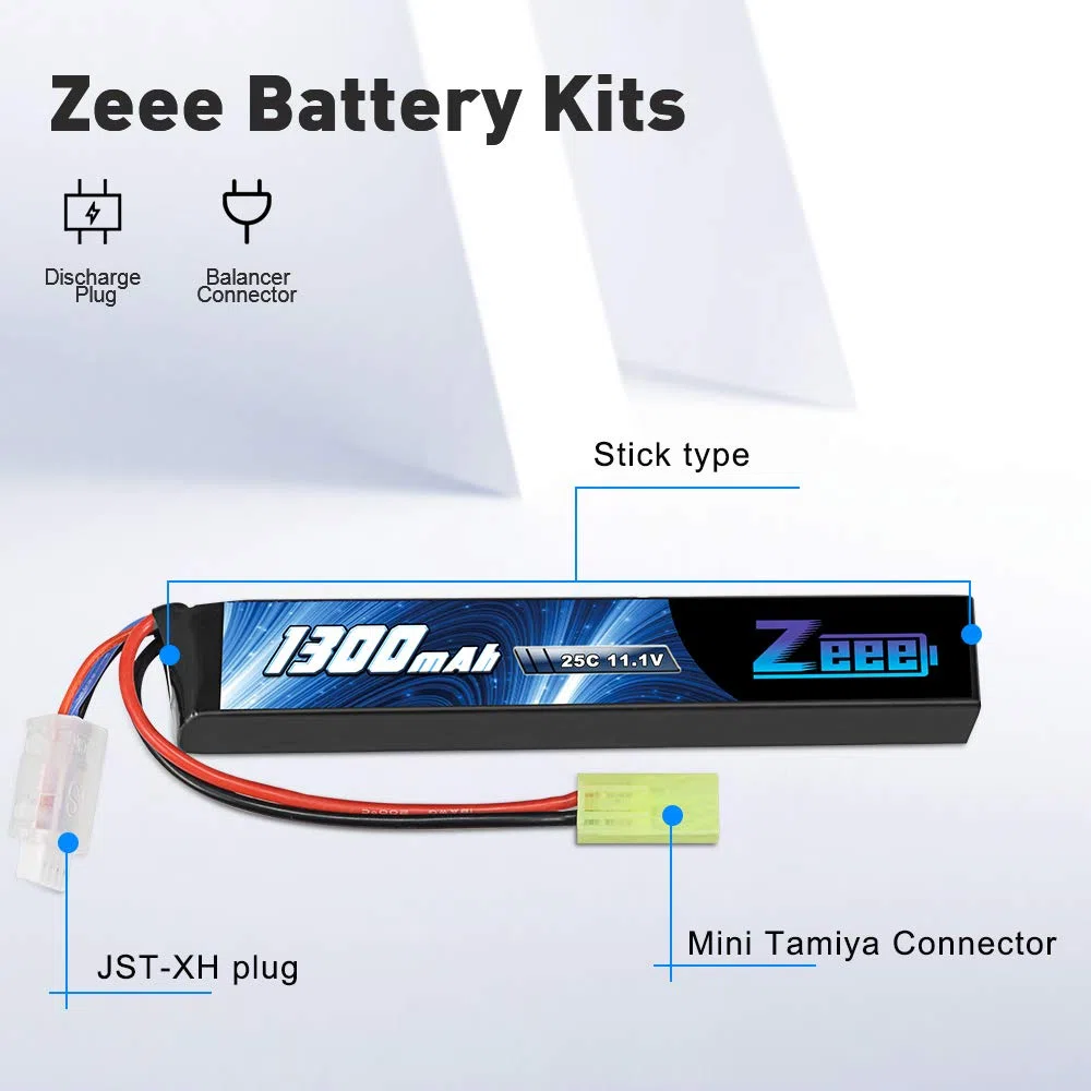 Zeee 3S Lipo Batería 11.1V 25C 1300mAh RC Batería para Airsoft