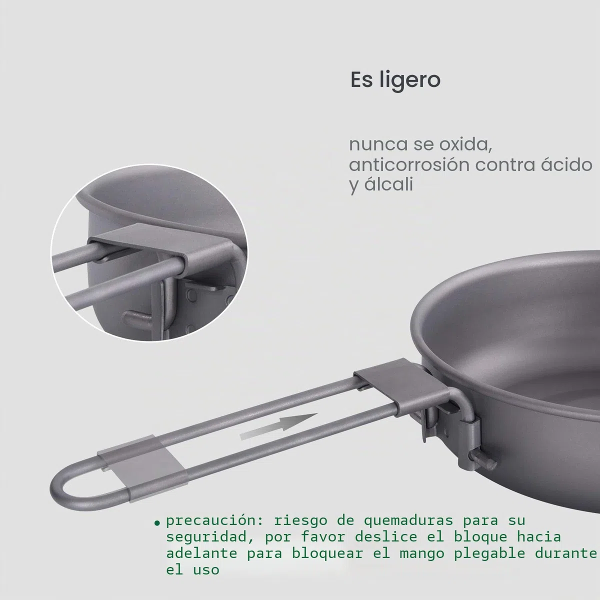 Boundless Voyage Sartén ultraligera de titanio con mango plegable, sartén para acampar al aire libre, vajilla de titanio Ti2061C-12.7 cm