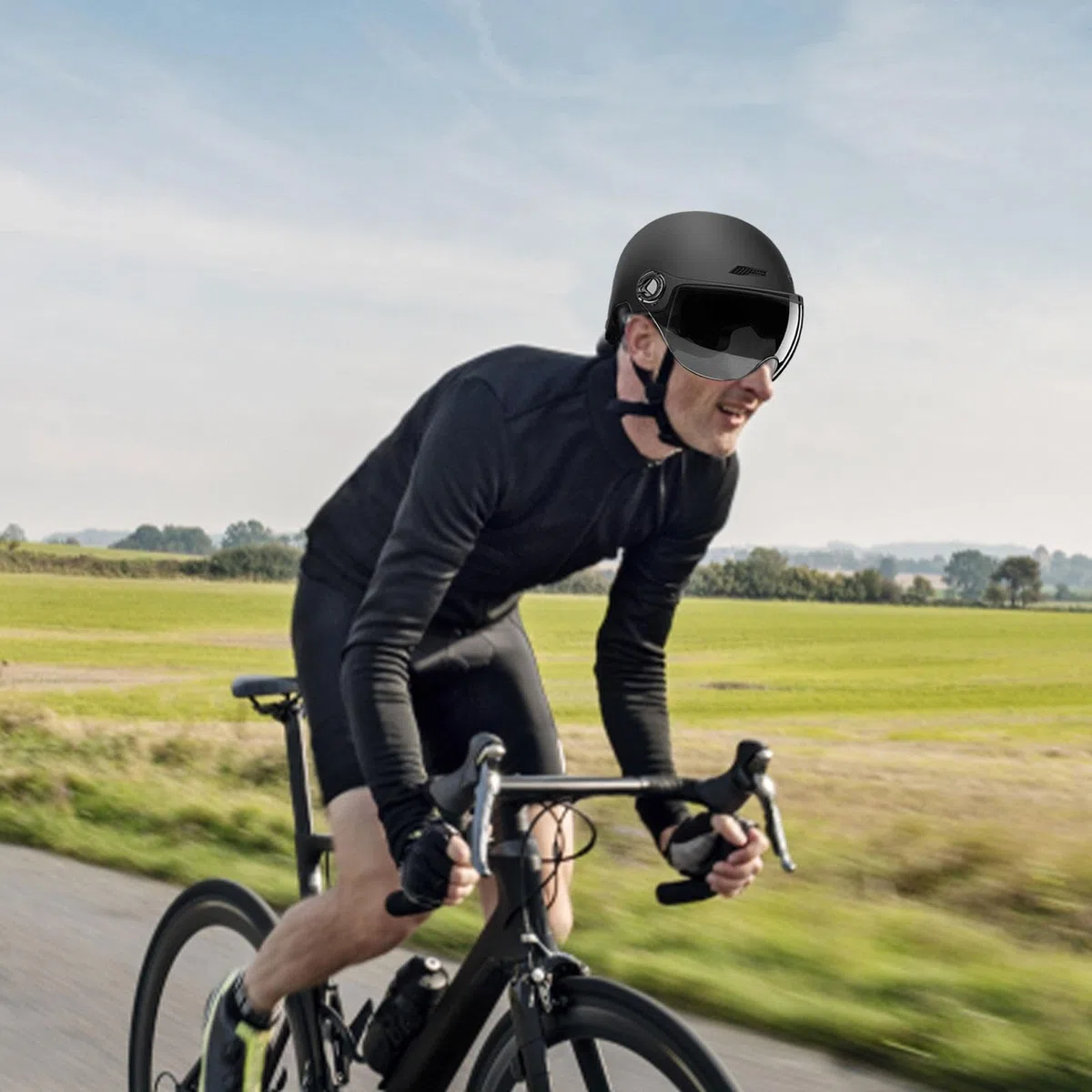 Casco de bicicleta para hombres y mujeres - Casco ligero con gafas de protección con visera solar, muy protector antirrobo antigolpes, cascos semi-patinete, para montaña, carretera, bicicletas
