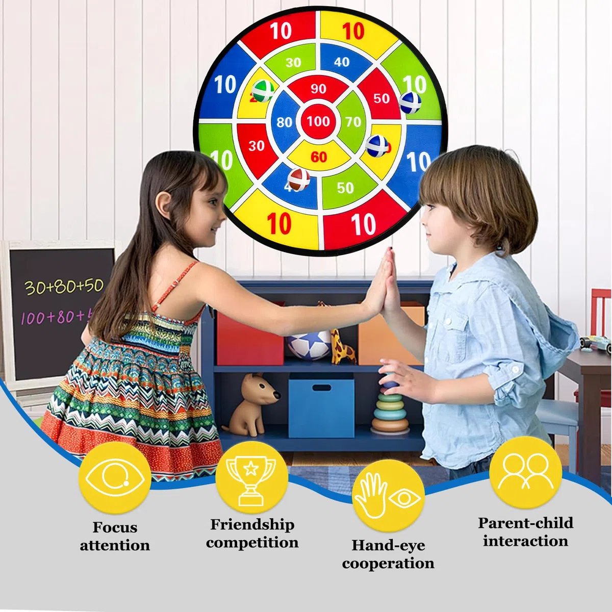 Diana de Doble Cara con Pelotas, Juego de Lanzamiento al Aire Libre,Juguete Plegable, Regalos para Fiestas de diversión Deportiva en Interiores/Exteriores para niños3-12 Niños y niñas