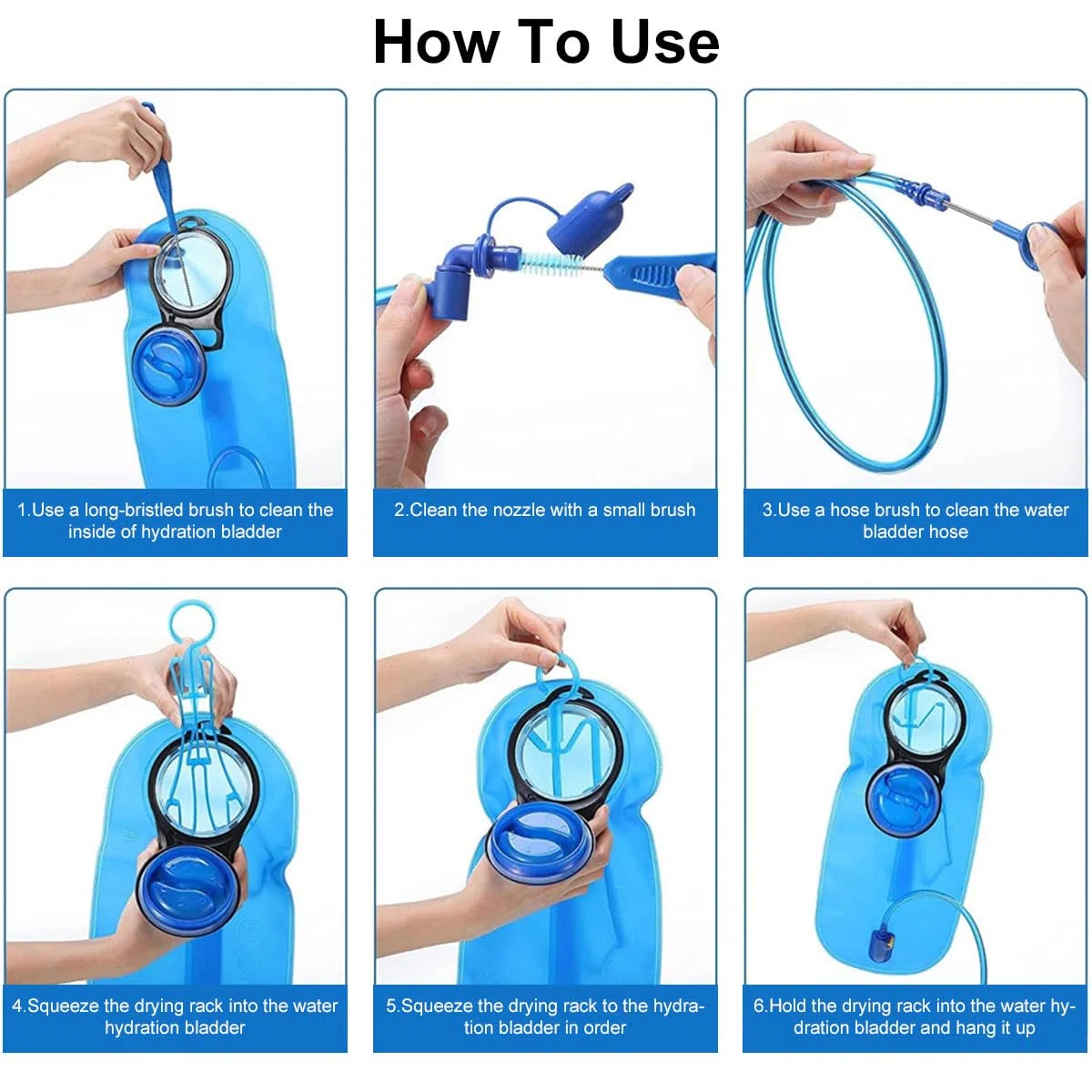 Kit Limpieza para Vejigas Hidratación,Kit Limpieza De Vejiga De Agua,Cepillos De Limpieza para Bolsa De Hidratación,Kit Limpieza 4 En 1 Largo Cepillo Flexible para Manguera,Cepillo Pequeño