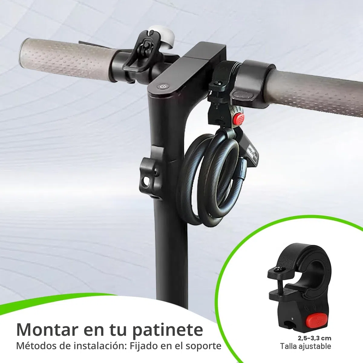 Candado Bicicleta con 2 Llaves 120CM Patinete Electrico con Soporte Candado Moto Cadena Bicicleta Antirrobo para Bici Moto Patinete Scooter
