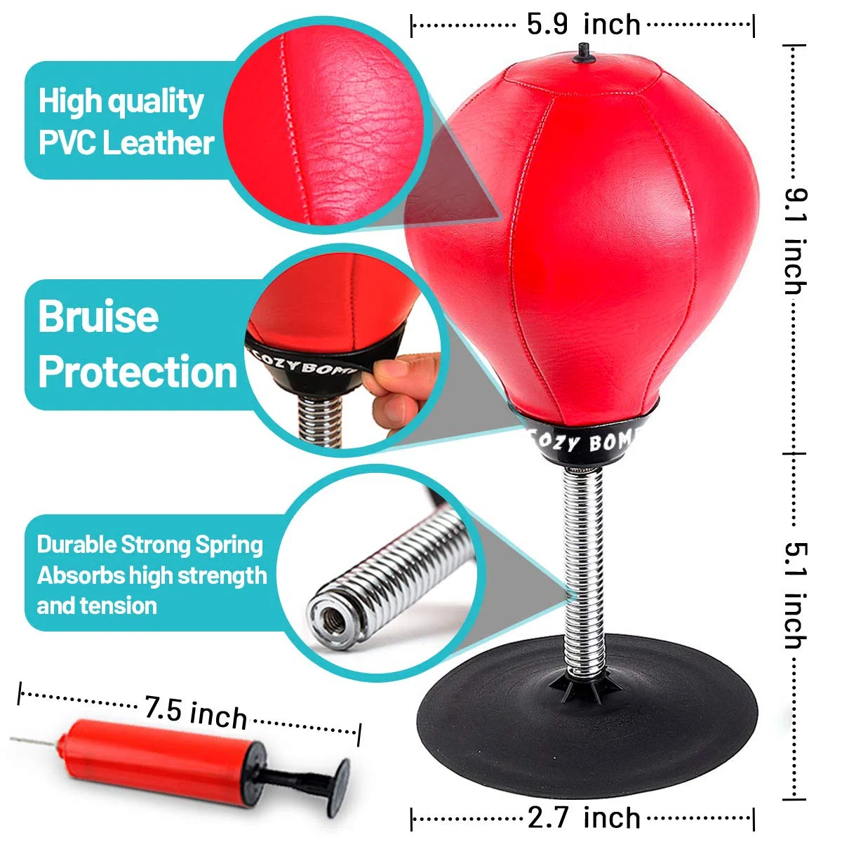 Desktop Punching Bag, [Upgrade, Flexibility] Boxing Bag Speed Balls Boxing High-Performance Spring Chassis & Strong Suction Christmas Thanksgiving Gifts for Kids, Teenagers, Adult