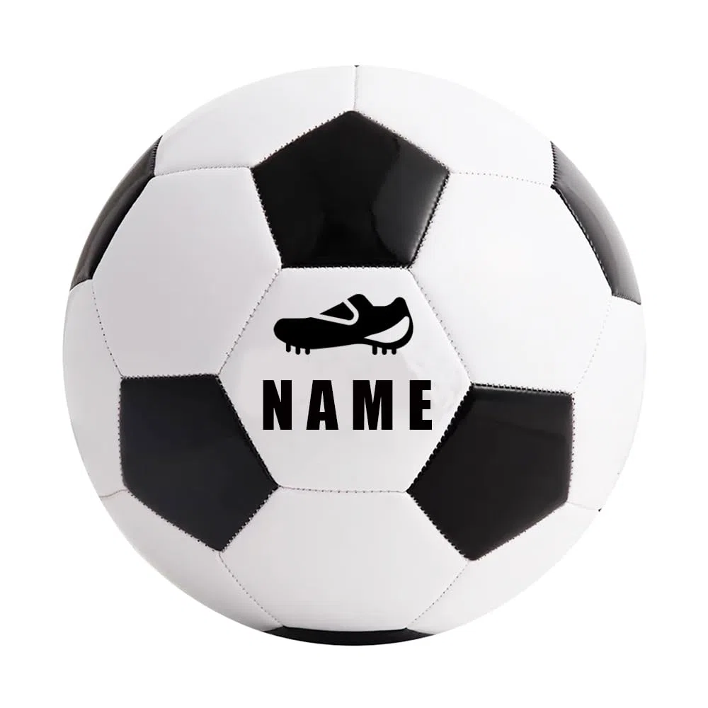 Fútbol Personalizado con Nombre Impreso Negro/Blanco, Tamaño 5, Balón de Fútbol Deportivo Personalizado