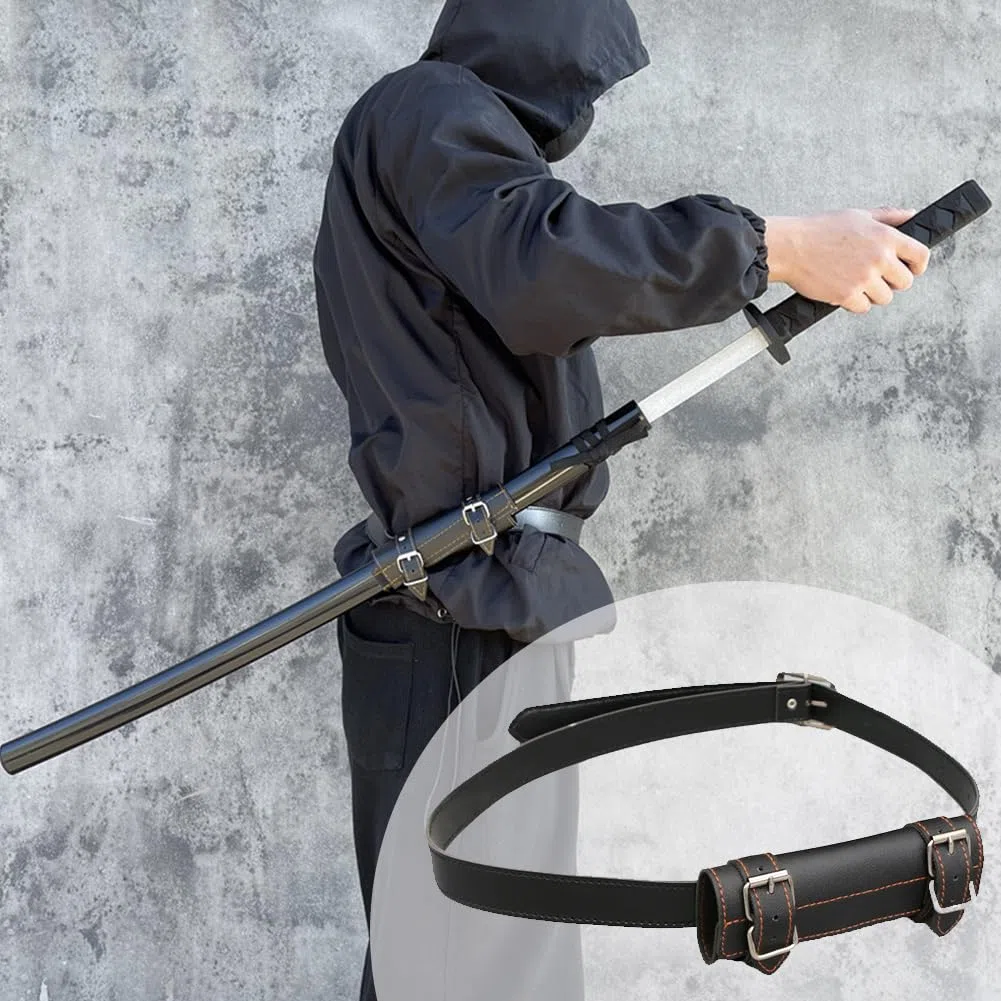 Soporte para Espadas con Cinturón de 110 CM, Cuero para Cinturón De Katana, Funda De Espada Renacentista Medieval, Ajustable, Cosplay y Entusiastas del Samurai, Accesorio