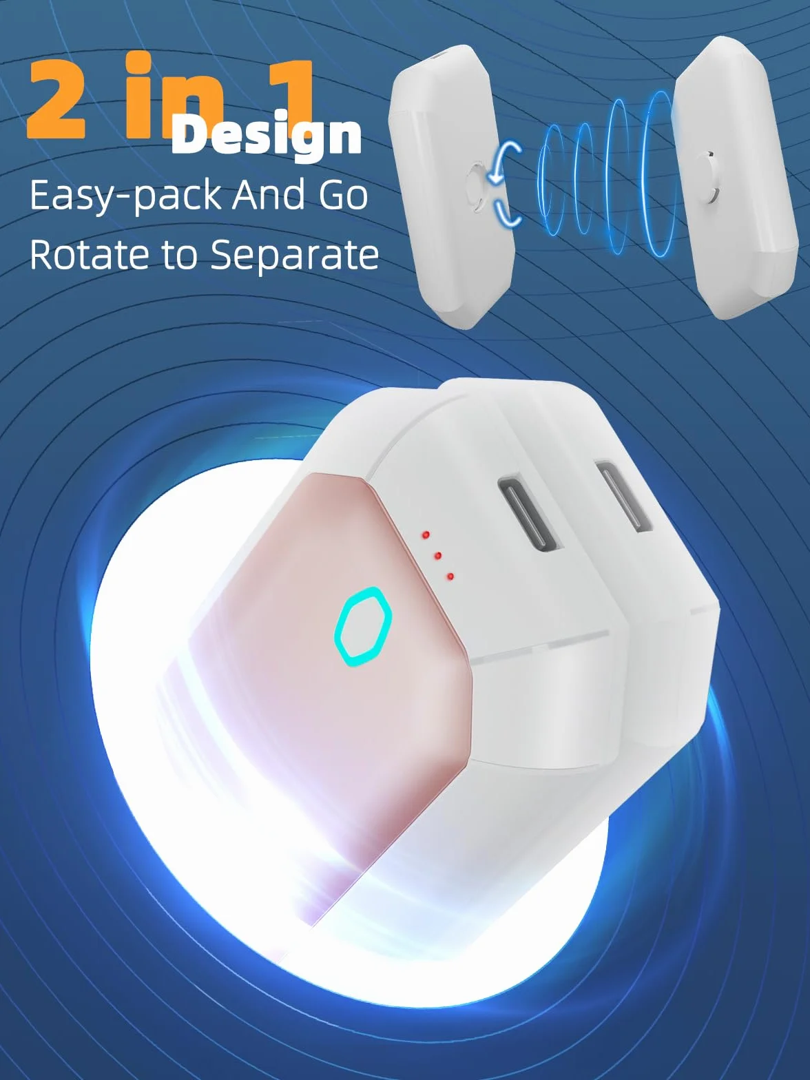 ITSHINY Calentador de Manos，Calentador de Manos Recargable 2 Paquete, Calentador de Manos Electrico USB con 3 Niveles para Exteriores, senderi, Regalo para Mujeres, Personas Mayores y Niños