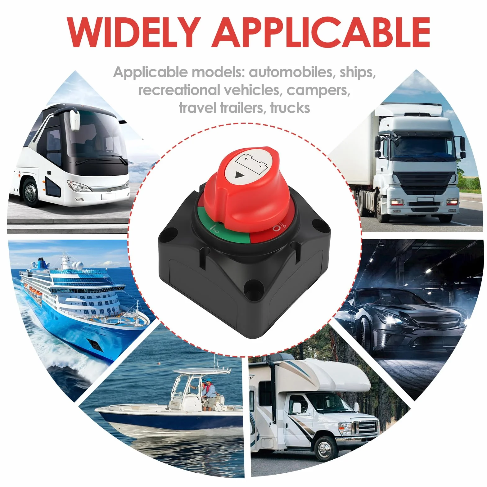 12V-24V Desconectador de Bateria Coche, ON/OFF Interruptor de Desconexión de Batería, Conmutador Principal Impermeable para Vehículos y Embarcaciones, Apto para Autos, Motos, Yates, KFZ