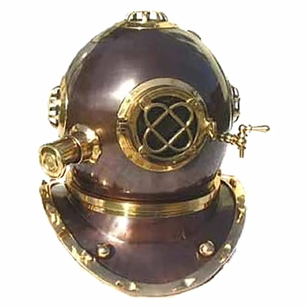 EcWorld Enterprises 7728215 Full Size Antique Reproduction U.S. Navy Mark V Brass Diving Helmet