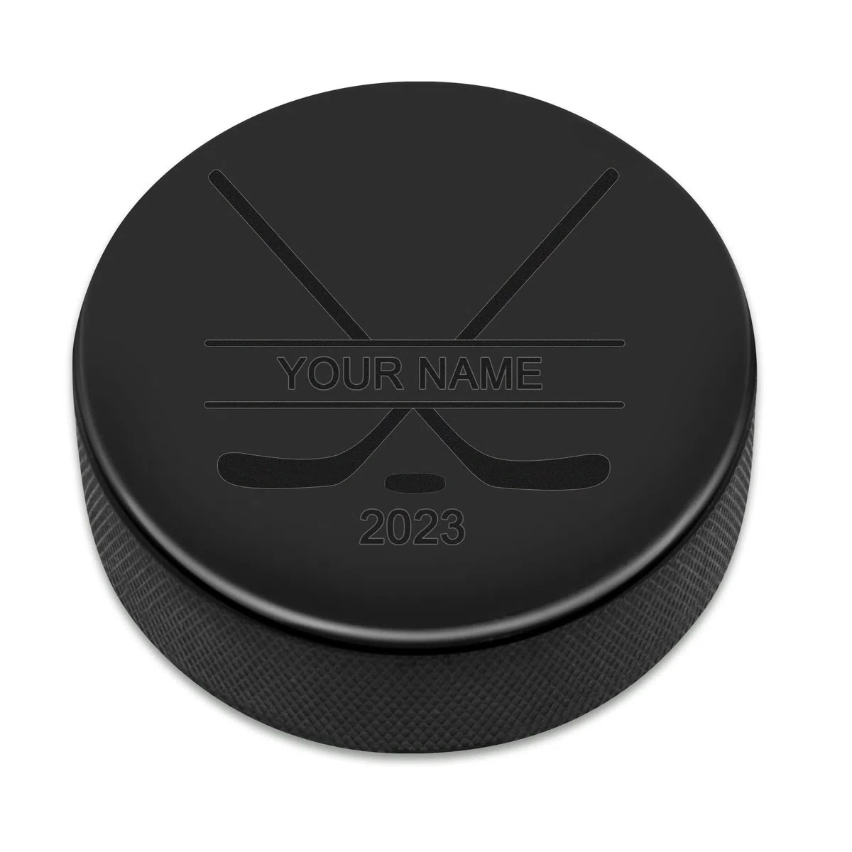Disco de hockey personalizado con nombre grabado