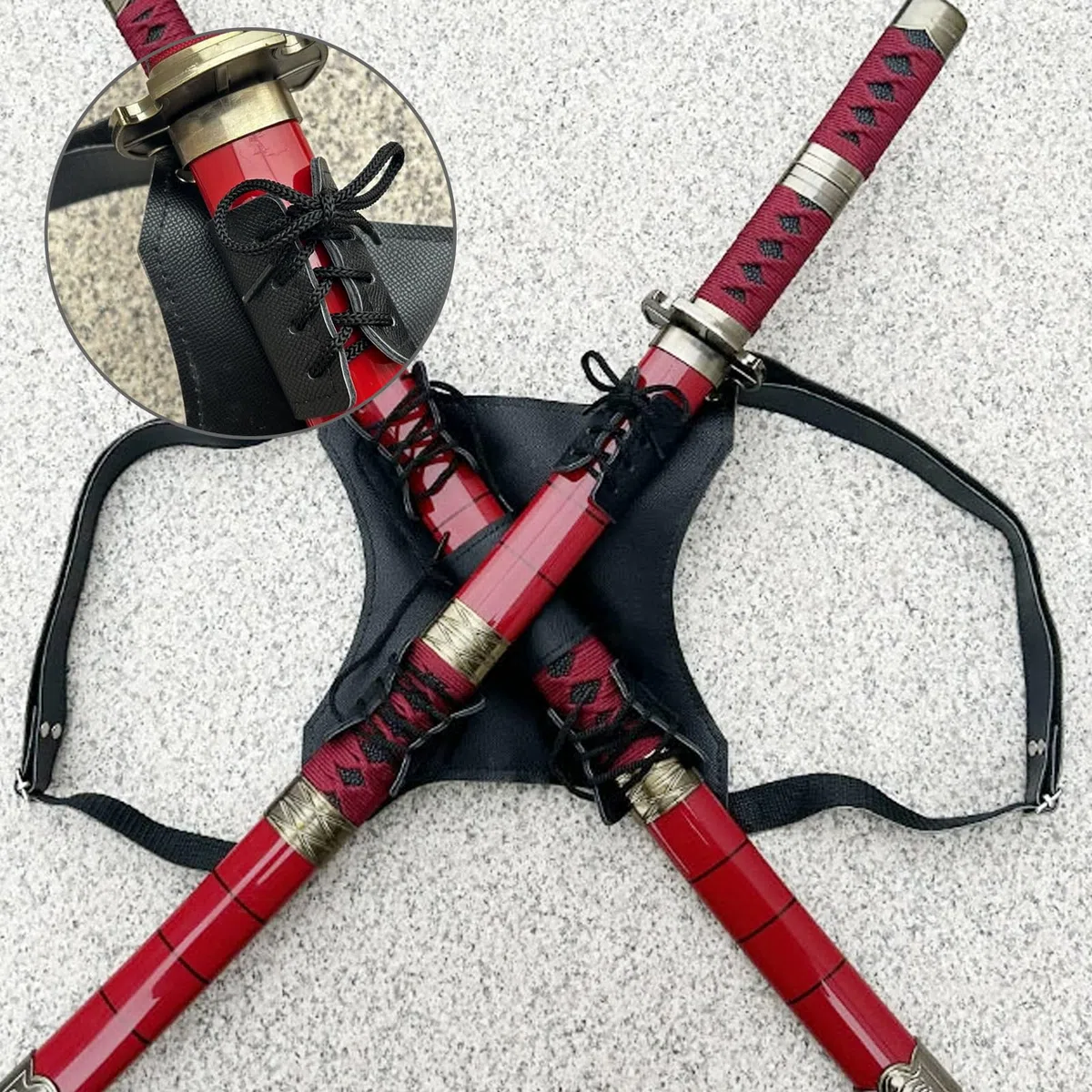 Katana - Soporte para espada, mochila para 2 Katana para un uso cómodo, perfecto cosplay y entusiastas del samurai, accesorio para recreaciones, accesorio de alta calidad para fans de samurai