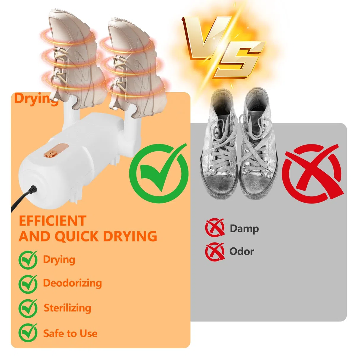 Secador de zapatos eléctricos, secadores de guantes, temporizador inteligente, diseño plegable, secado rápido para zapatos, guantes, sombreros, calcetines