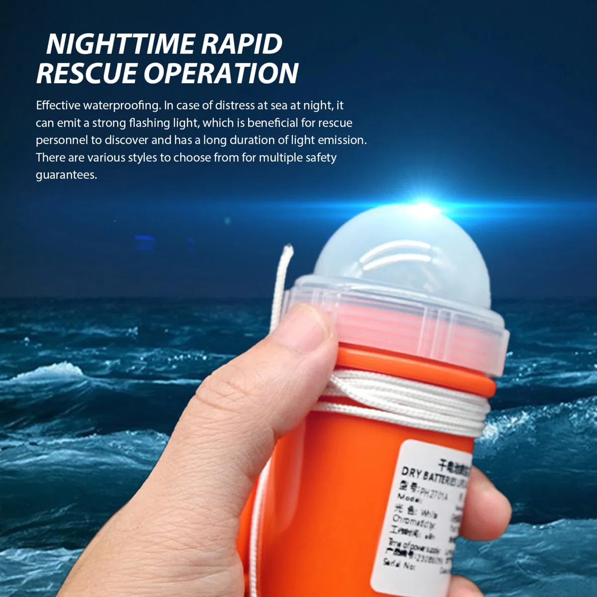 Luz de localización de sobrevivientes automático, luz de chaleco salvavidas de 2 piezas, luces estroboscópicas europesas e impermeables, localización de sobrevivientes automáticos para tubos, rafting