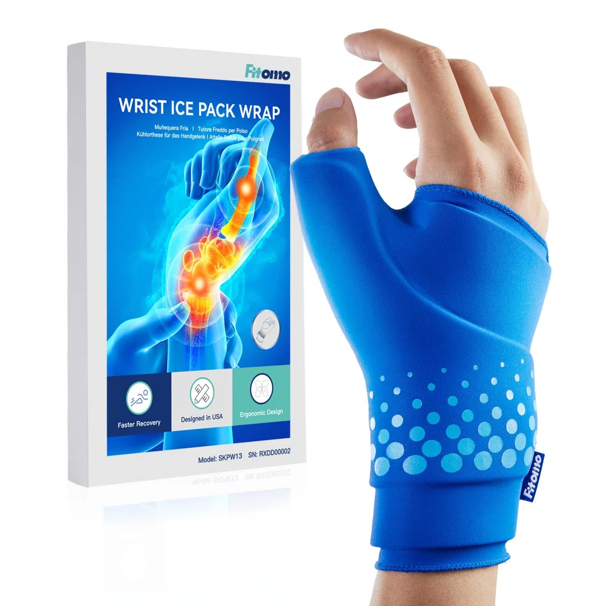 Fitomo Muñequera con Gel Frío y Calor para Pulgar y Muñeca – Pack de Gel Reutilizable para Túnel Carpiano, Artritis y Tendinitis – Diseño Ergonómico y Larga Duración, S/M