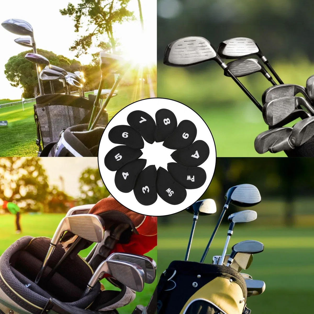 la Cabeza del Golf - 10 Fundas para Cabeza Golf, Etiqueta Bordada para Club,Accesorios Golf para Hombre, Funda para la Cabeza del Conductor, se Adapta a la mayoría