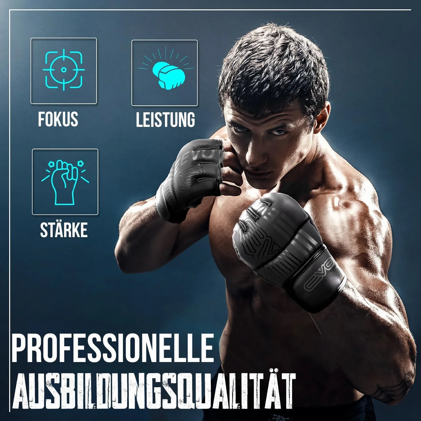 EVO Fitness Guantillas MMA Hombre Mujer Artes Marciales Mitts Grappling Sparring Guantes MMA Muay Thai Guantillas Saco Boxeo Combat Sports Guantillas Boxeo Guantes Kick Boxing