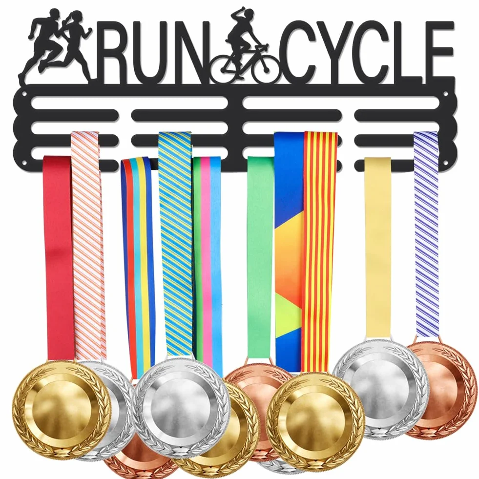 SUPERDANT Duatlón Run Cycle Medal Hanger Correr Ciclismo Estante Premios Ribbon Holder Medal Hook Display Wall Rack Frame Display Rack