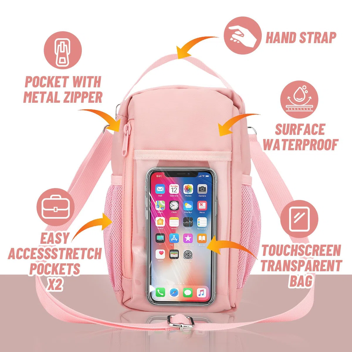 Bolsa De Gimnasia Magnética Con Ventana Transparente Para Teléfono Fuerte Soporte Magnético Para Botella De Agua Bolsa De Entrenamiento Manos Libres Fijación S