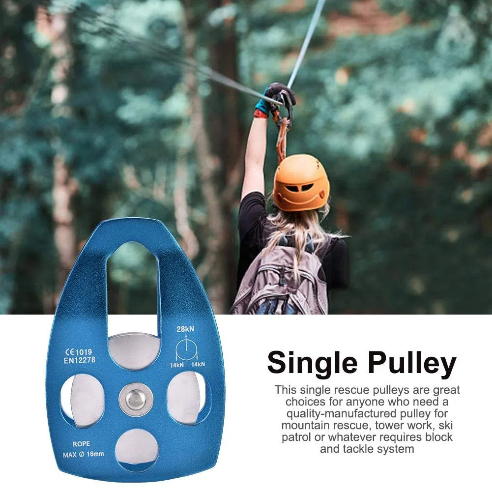 Jadeshay Polea de Escalada,28KN Mini Polea Escalada Aluminio al Aire Libre de Polea Simple con Placa Giratoria para Escalada y Elevación en Exteriores
