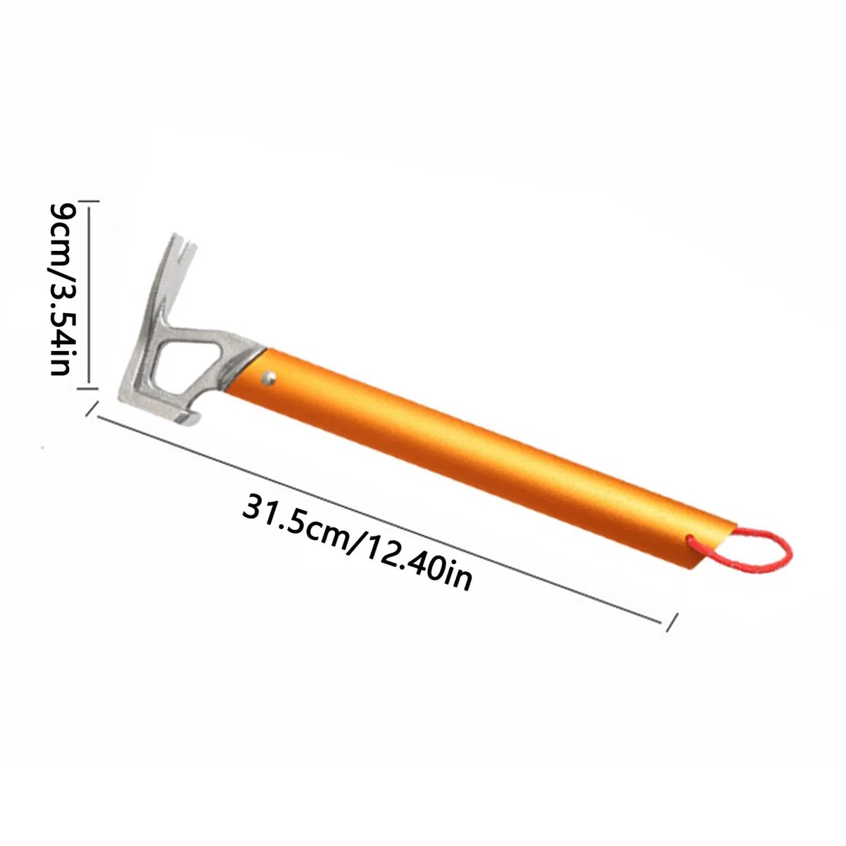 Martillo de Camping - Martillo extractor de clavos para tiendas de campaña, extractor de clavos ligero - Herramienta 9x3x31,5 cm con cabeza de acero inoxidable y mango de aluminio para viajes