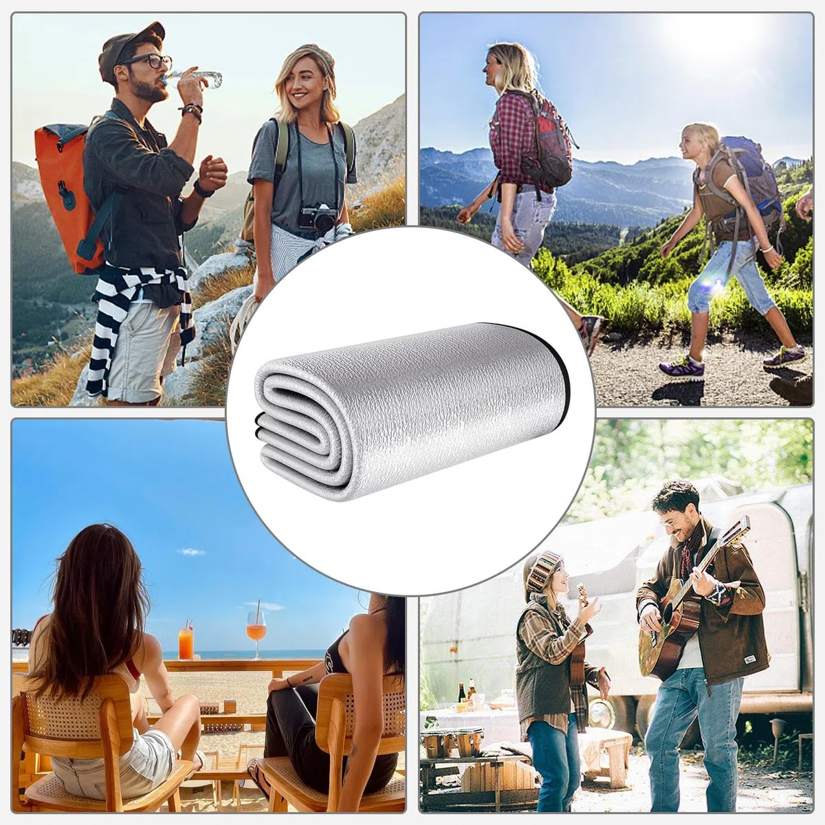 Manta de Aluminio Impermeable para Suelo, Tapete de Camping y Picnic al Aire Libre, Aislante Grueso con Cubierta