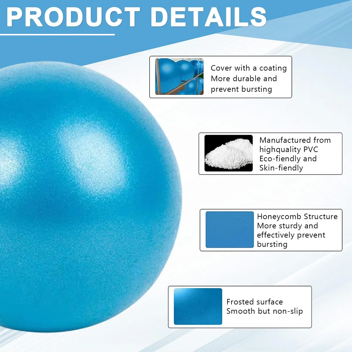 Pelota de yoga de 25 cm, juego de 4 pelotas de pilates mini fitness antideslizante con bomba incluida para entrenamiento en casa, oficina, estiramiento, equilibrio y gimnasia
