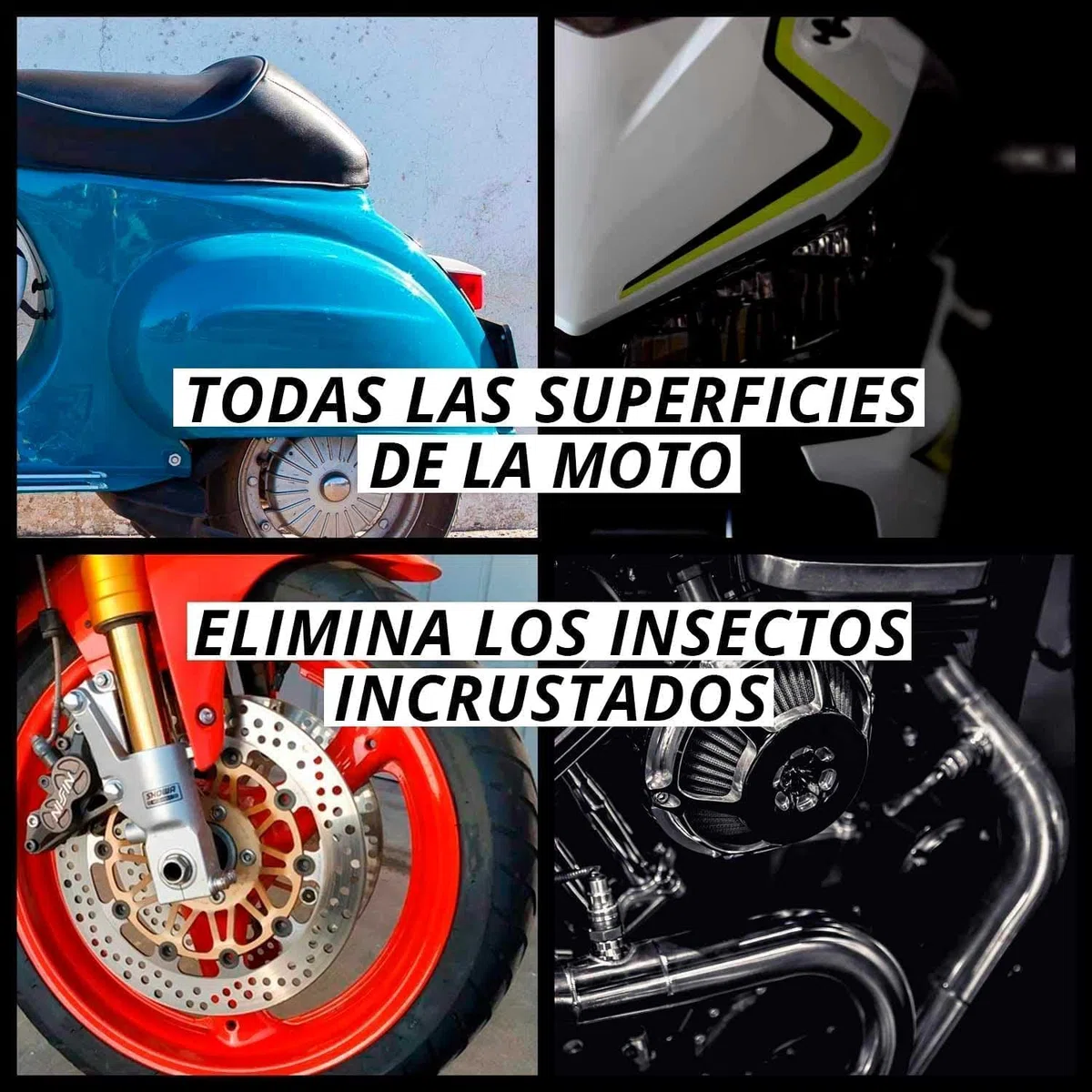 QM Cleaner Total Bike Limpiador multisuperficie para Motocicleta | Limpieza en seco Moto Sin Ceras ni Siliconas Incluye 500ml y paño de microfibra