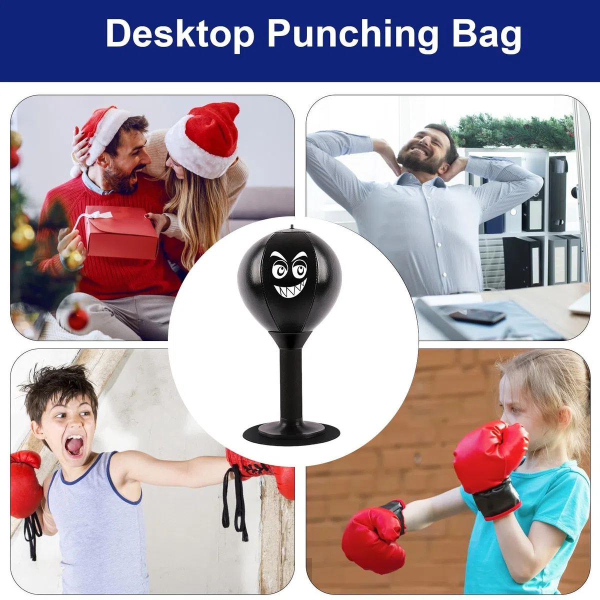 Saco de Boxeo de Escritorio con Ventosa - Bola de Velocidad para Reducir la Tensión - Juguetes de Relajación para Adultos y Niños