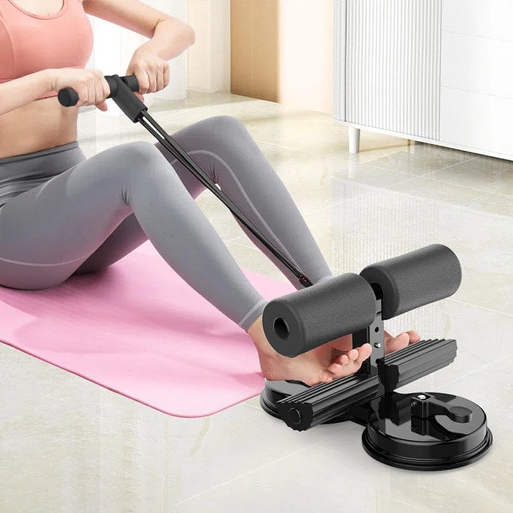 Herramienta de entrenamiento abdominal multifuncional ajustable con doble ventosa, entrenador abdominal ajustable con ventosa y banda de resistencia, tres niveles de