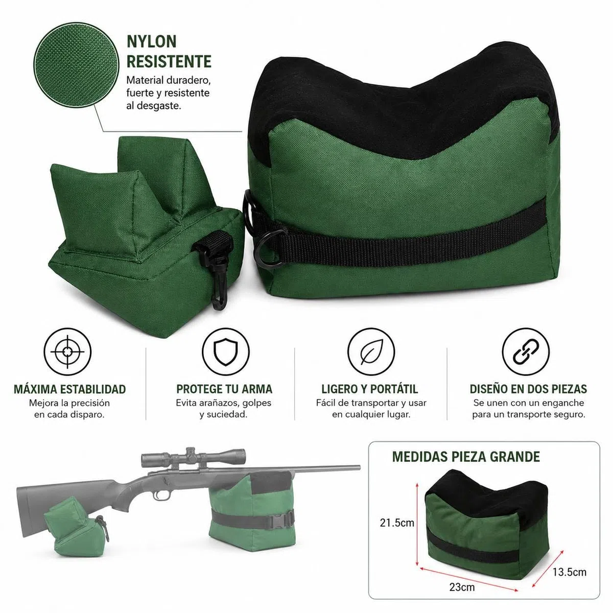 Soportes de Apoyo para Rifles, fusiles y escopetas. Delantera y Trasera