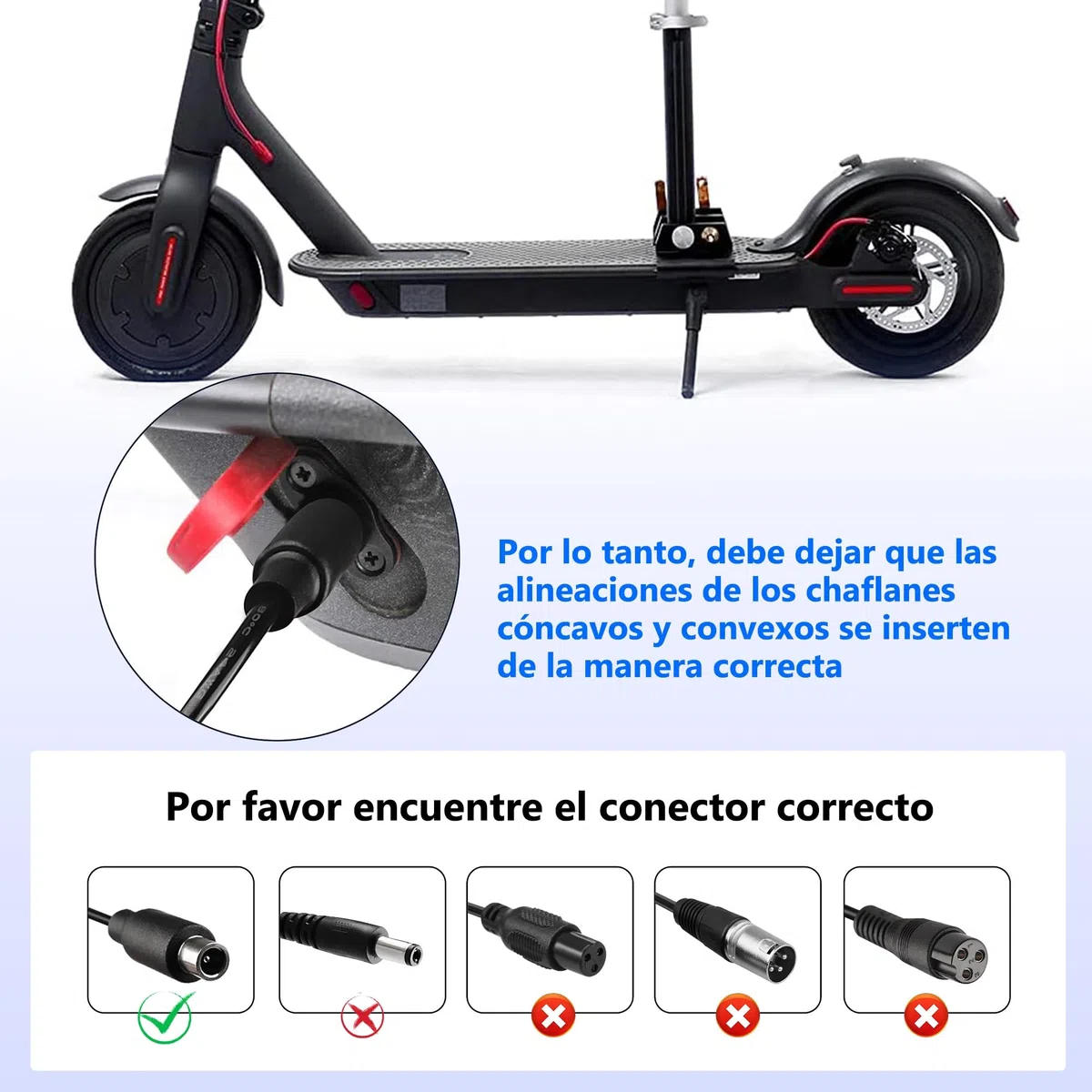 Xahpower Cargador Patinete Electrico para Xiaomi M365/ Pro/ Pro2/ MI 3/ 1S, 42V 2A Adaptador de Cargador para Ninebot MAX G30LP ES1 ES4 ES2 ES1LD F25 Aovo Pro ES80 M365 ES60 Hiboy S2R Scooter
