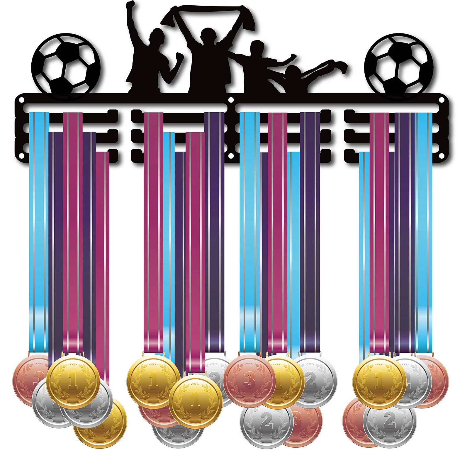 CREATCABIN Jugador de Imagen de Fútbol Soporte para Medallas Soporte de Exhibición de Medallas Colgador de Pared Decoración Soporte para Medallas para Deportes Hogar Gimnasia Más de 60 medallas