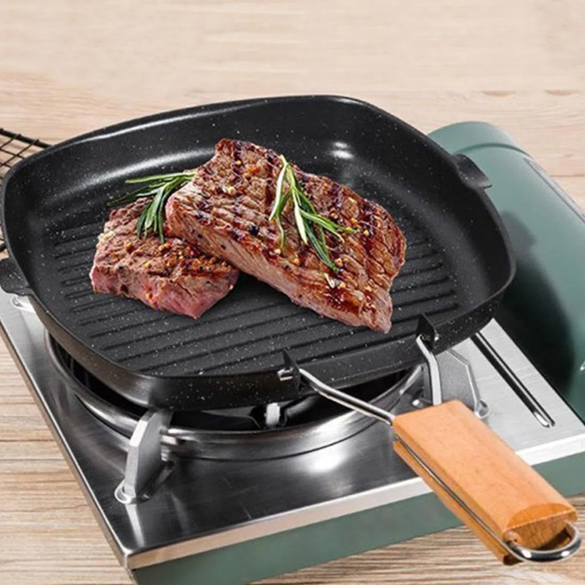 Sartén Antiadherente - Utensilios De Cocina Antiadherentes, Utensilios De Cocina Ligeros Para Campamento | Sartén Antiadherente Con Mango Plegable, Equipo De Cocina Al Aire Libre Para Cocinar Filete D
