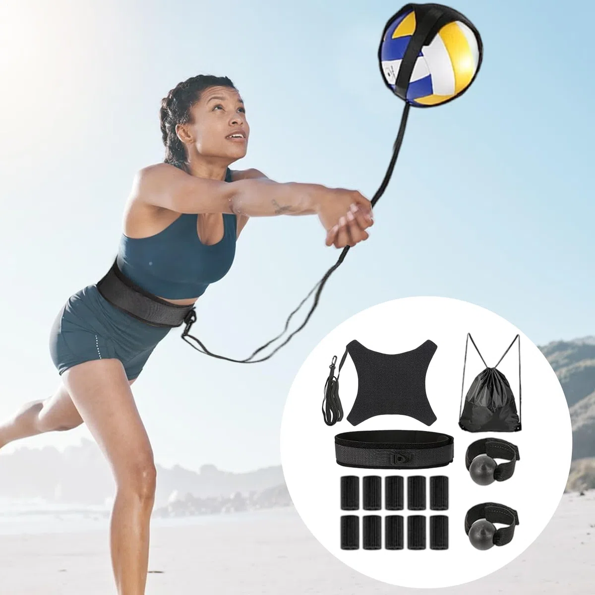 Equipo De Entrenamiento De Voleibol | Ayuda de Entrenamiento en Solitario para Principiantes - Accesorios Para Práctica Individual De Deportes Con Balón Para Estudiantes Universitarios Y Equipos