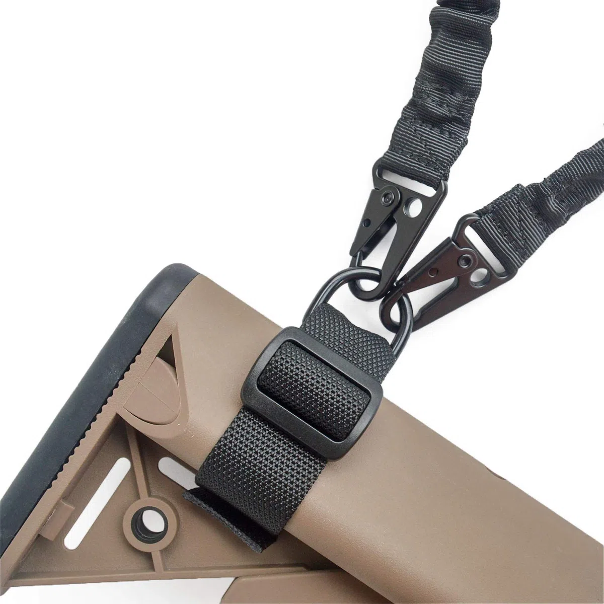 2 PCS Ajustable Nylon Buttstock Sling Accesorio de la Correa de Gunstock Kit Adaptador de Montaje de Pistola para Cualquier Sling (Sling de 1 Punto/Sling de 2 Puntos) en Rifle, Airsoft y Shotgun