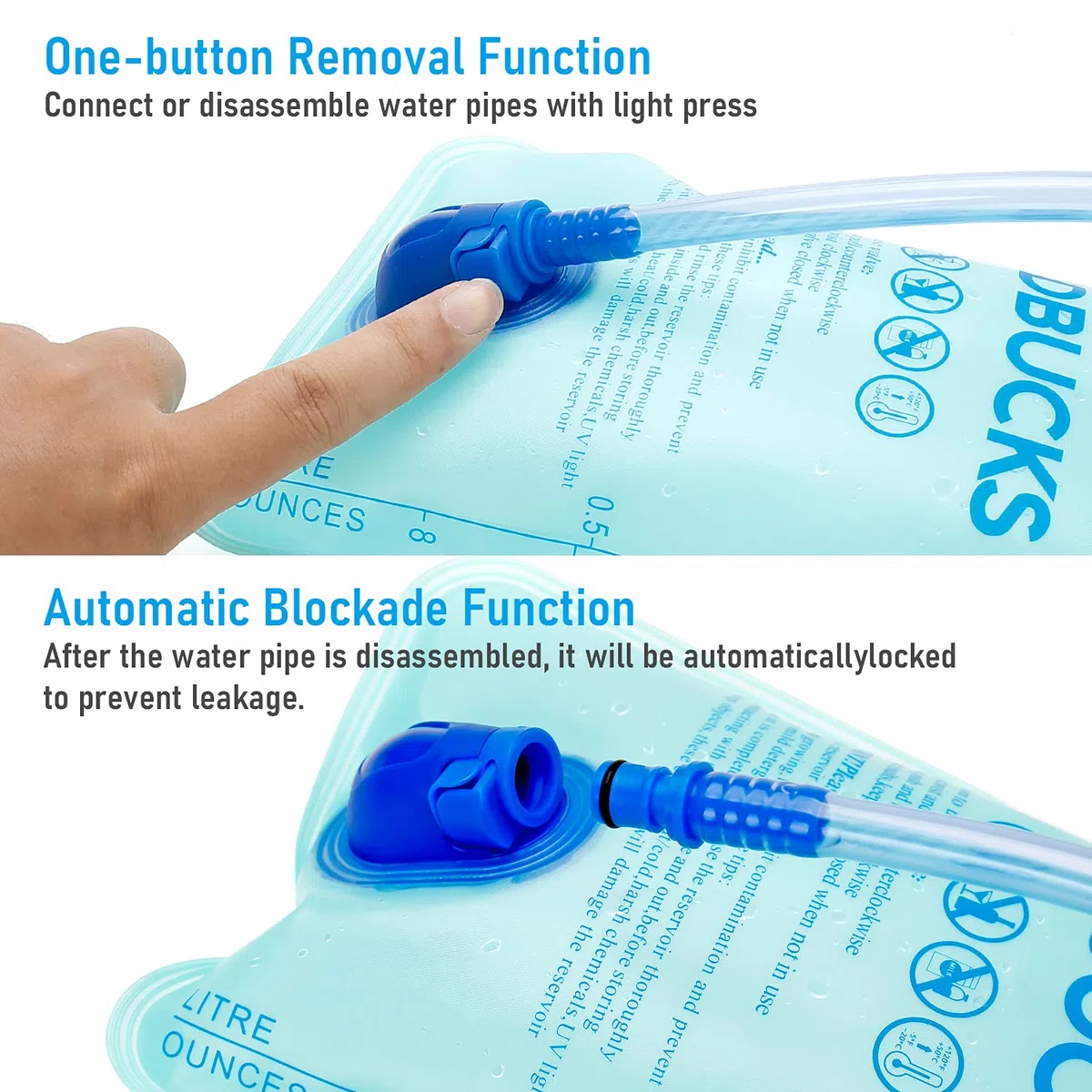 AIDBUCKS Bolsa De Agua para Mochila Hidratación 2 Depósito De Dgua Portátil TPU Libre de BPA Tubo Desmontable Apertura Grande Bolsa Hidratación para Ciclismo Senderismo Excursionismo Camping