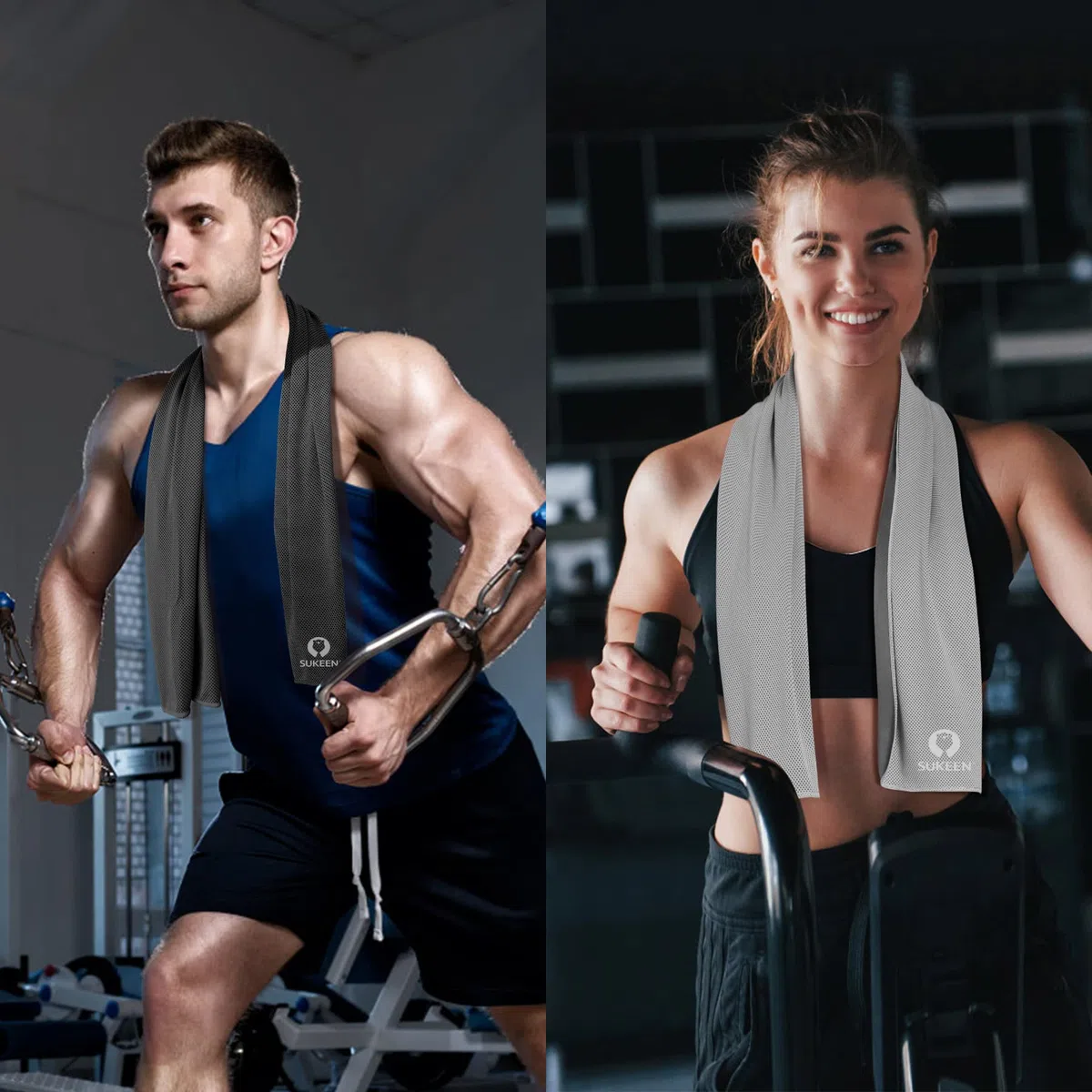 Sukkeen - Paquete de 2 toallas de enfriamiento (40 x 12 pulgadas), toalla de fitness de secado rápido para cuello, cara y deportes