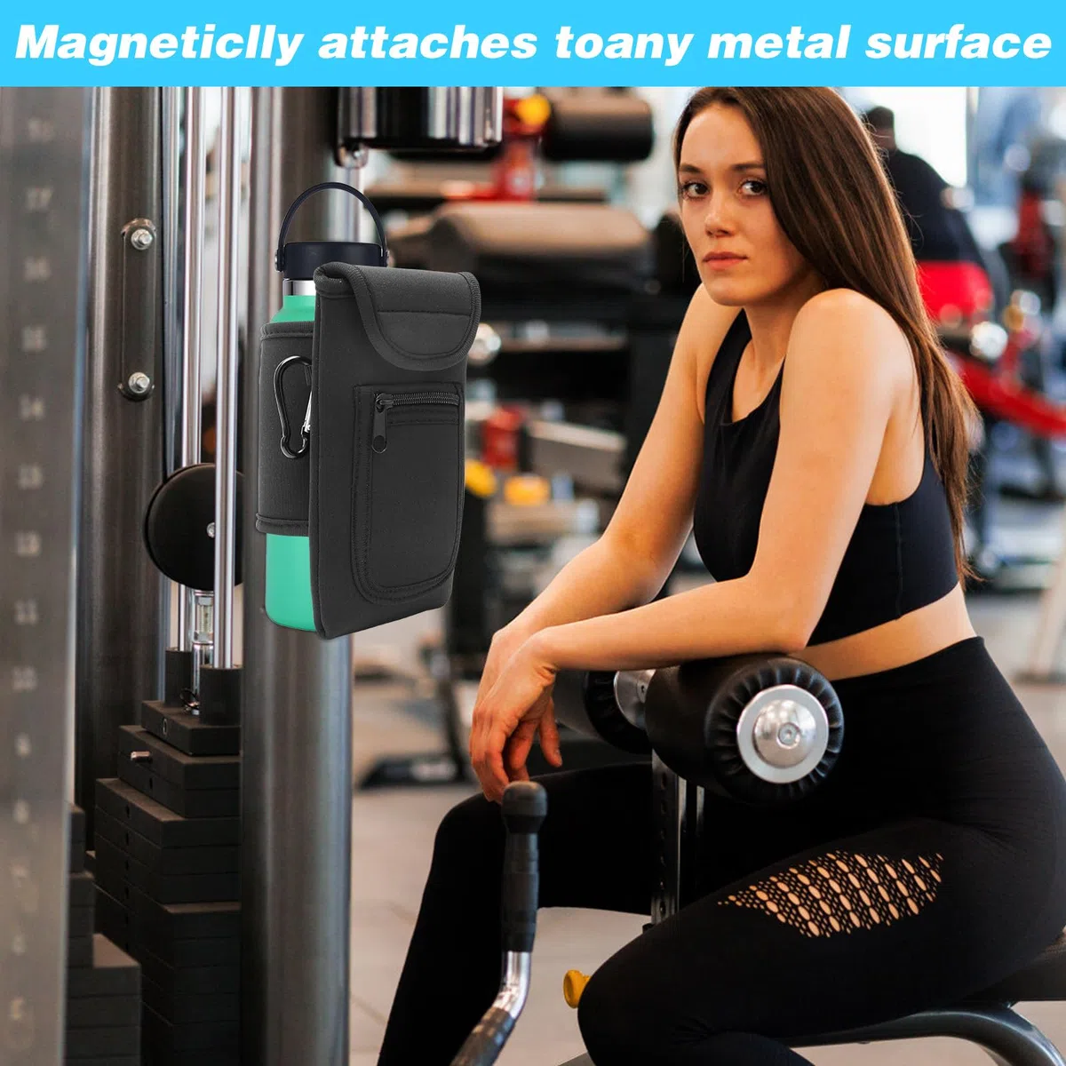 Bolsa magnética para gimnasio, bolsa deportiva para el gimnasio, bolso bandolera para hombre y mujer, soporte móvil para botellas de agua de 1 y 1,5 litros, ideal para viajes y trabajo