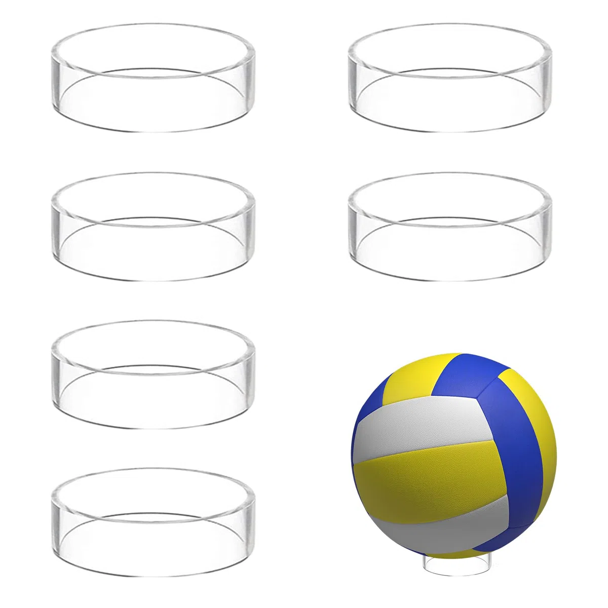 Juego de 6 soportes para pelotas de acrílico, Organizador Balones para exhibir baloncesto, fútbol y voleibol