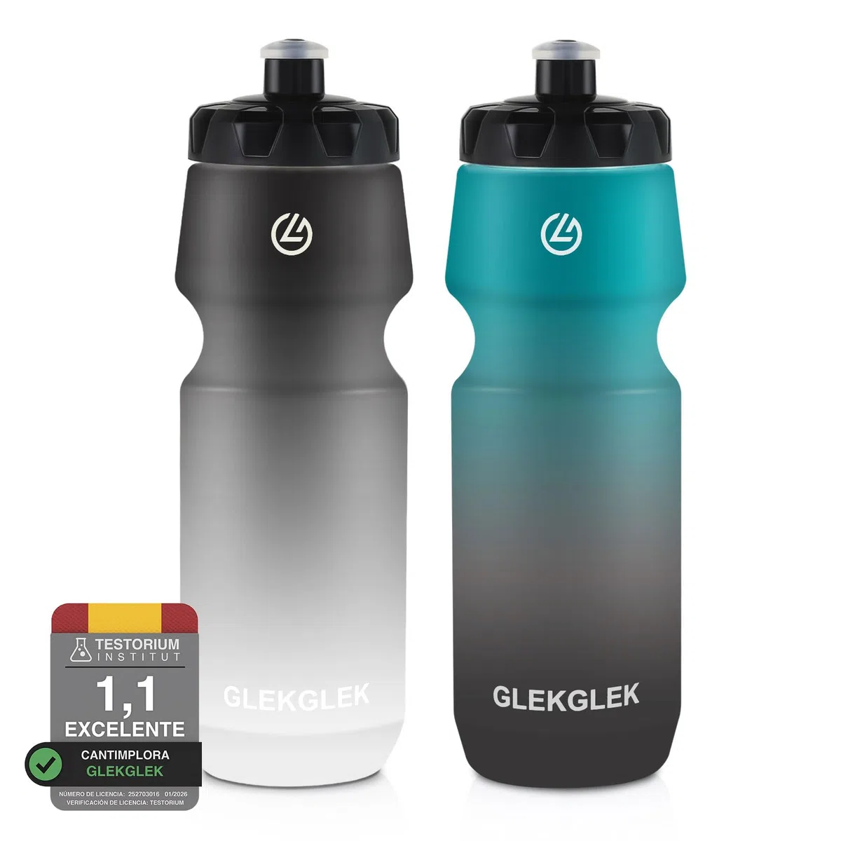 Botella Agua Gimnasio 750ml, Bidon Ciclismo sin BPA, Botellin Deportiva para Ejercicio, Nadar y Senderismo (Negro Blanco/Verde Negro)