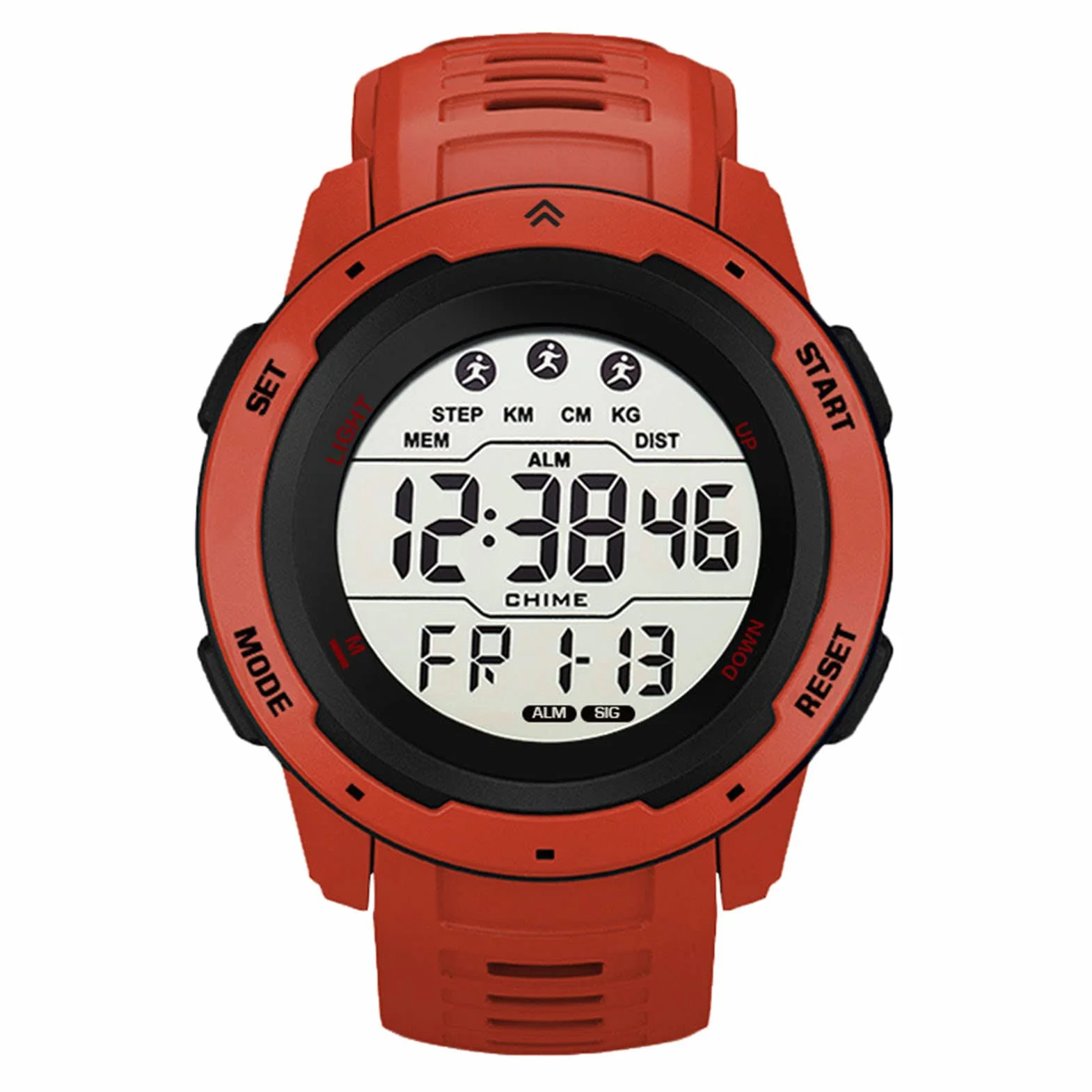 Tbest Reloj Deportivo Digital Multifuncional, Resistente Al Agua, Temporizador Luminoso, Reloj Deportivo para Hombre para Correr Al Aire Libre