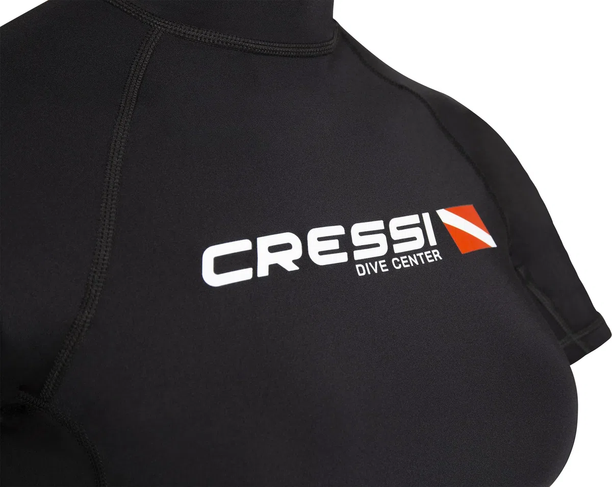 Cressi Rash Guard Lady Black Dive Center Camiseta Manga Corta en Tejido elástico Filtro de protección UV UPF 50+ Mujer (Pack de 1)