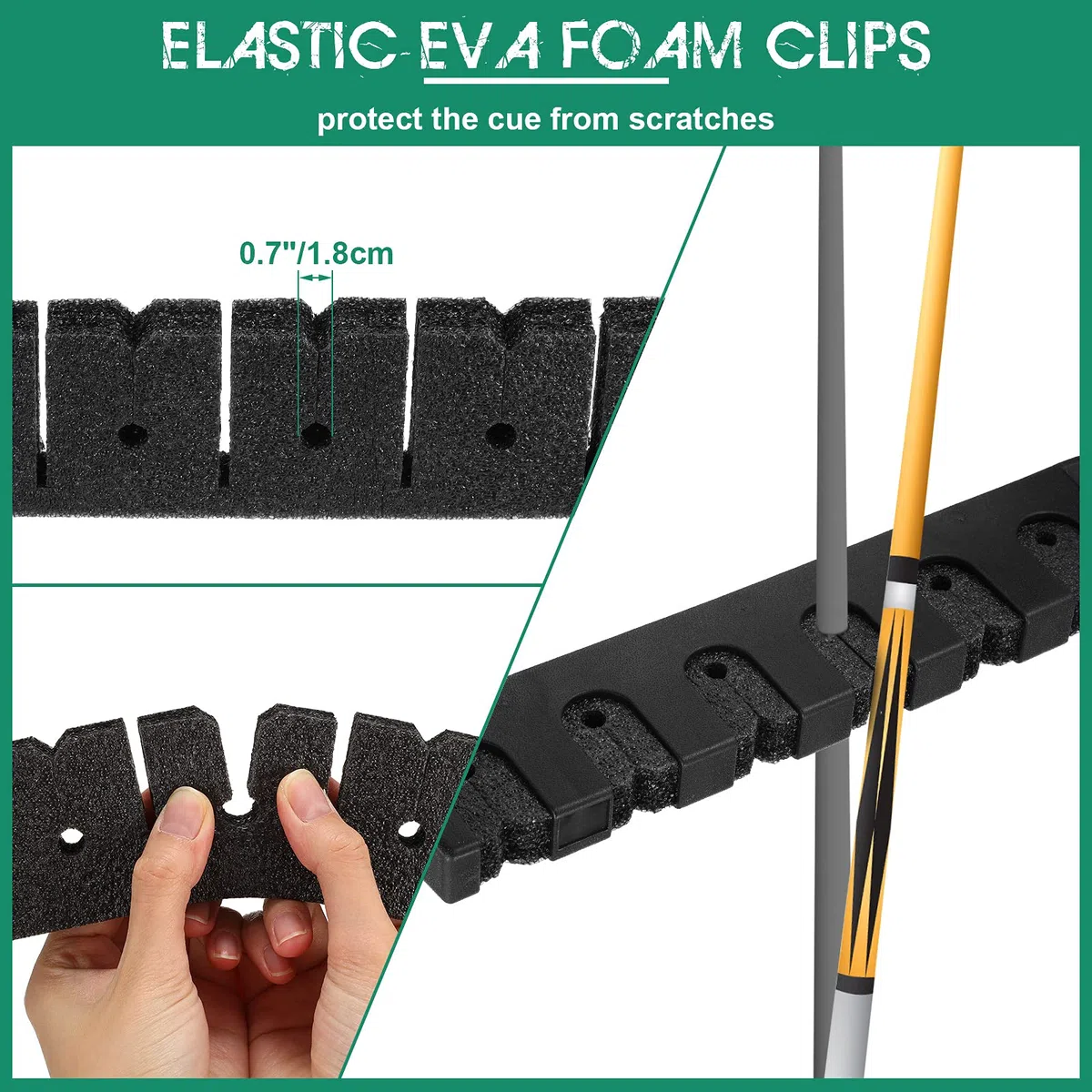 Skylety 2 Estantes de 6 Tacos de Billar, Taqueras de Palo de Billar Montado en la Pared con Clip de EVA para Taco, Accesorios de Taco de Billar de Plástico para Sala de Juegos Bar de Billar Clube